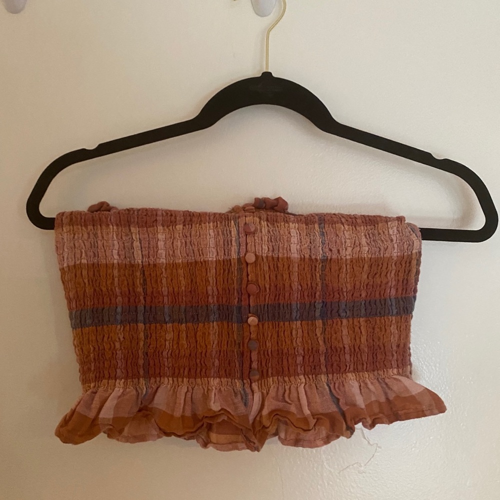 plaid tube top american eagle size medium